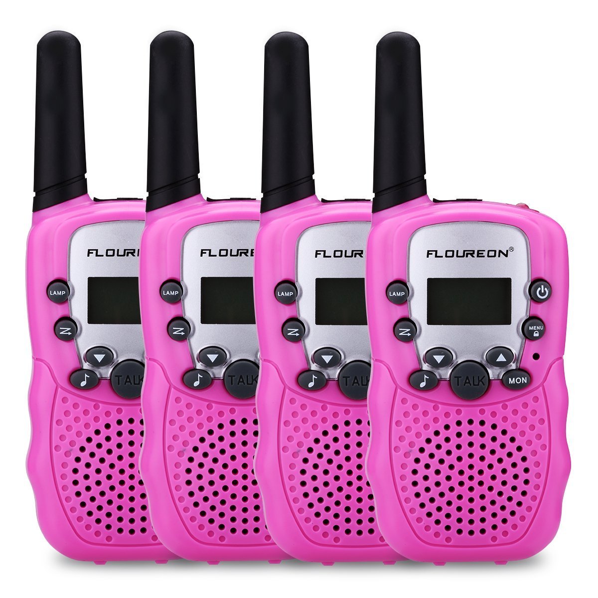 FLOUREON Kids Toy Walkie Talkies Two Way Radios Walky Talky 22 Channel Long Range UHF Handheld Outdoor Kids Toy Cellphone for Children Day/Birthday (Pink x 4)