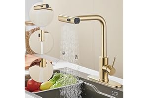 AVSIILE Kitchen Faucet with Pull Down Sprayer, Brushed Gold Waterfall Touch Single Hole Handle Stainless Steel Kitchen Sink Faucets, Commercial Modern Faucets for Kitchen Sinks with Pull-Down Sprayer