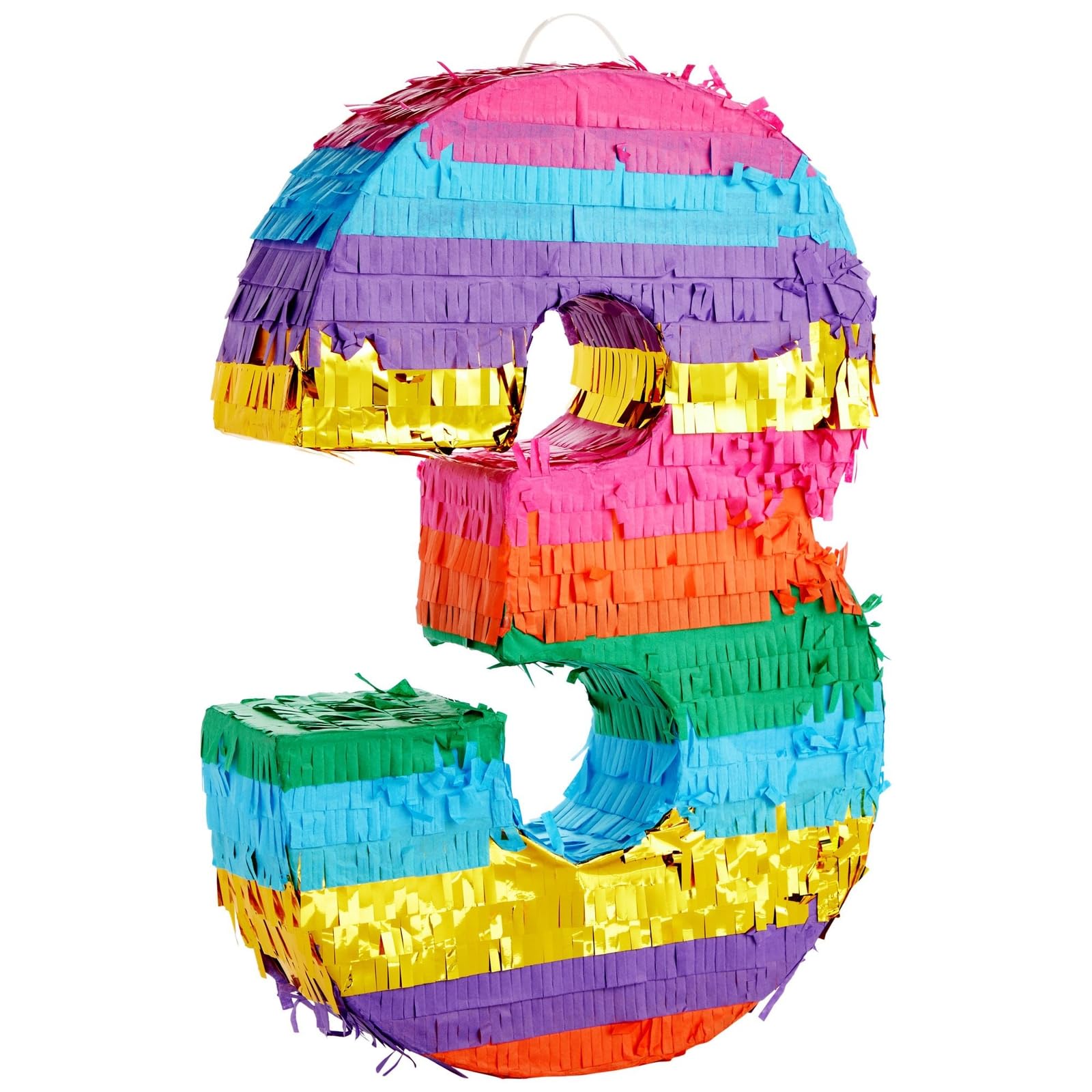 Photo 1 of Small Rainbow Pinata Number 3 for Kids 3rd Birthday Party (11.4 x 16.5 x 3 In)