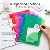 Koogel Spiral Notebook with Removable Dividers 5 Sections PVC Cover 110 Sheets view 2