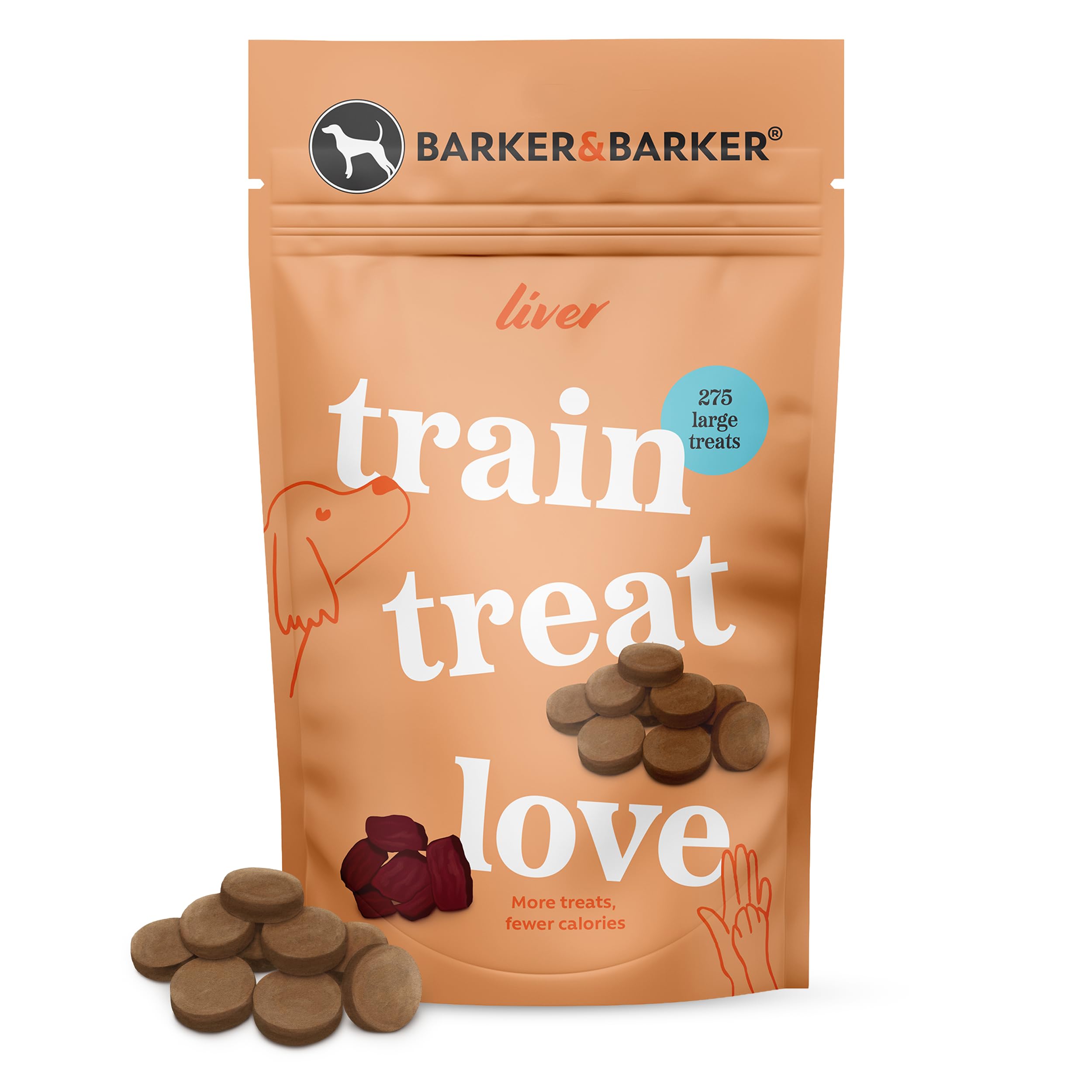 Barker and Barker | 275 Natural LARGE Liver Dog Treats | Only 1.5 kcal per treat | No Artificial Additives or Preservatives | High in Protein & B Vitamins | Medium and Large breeds | Grain Free — image 1