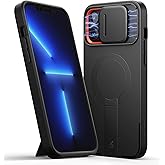 SURITCH for iPhone 13 Pro Max/12 Pro Max Case with Magnetic Camera Slide Cover and Adjustable Kickstand, Compatible with MagSafe, Shockproof Bumper Case Slim Protective Cover 6.7 Inch, Black