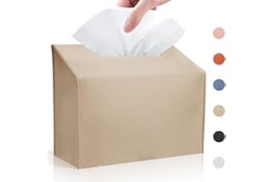 QUISBE Tissue Box Cover Holder Compatible with Kleenex Disposable Paper Hand Towels, Leather Paper Towel Dispenser for Tabletop, Bathroom, Car, Office (Beige-1 Pack)