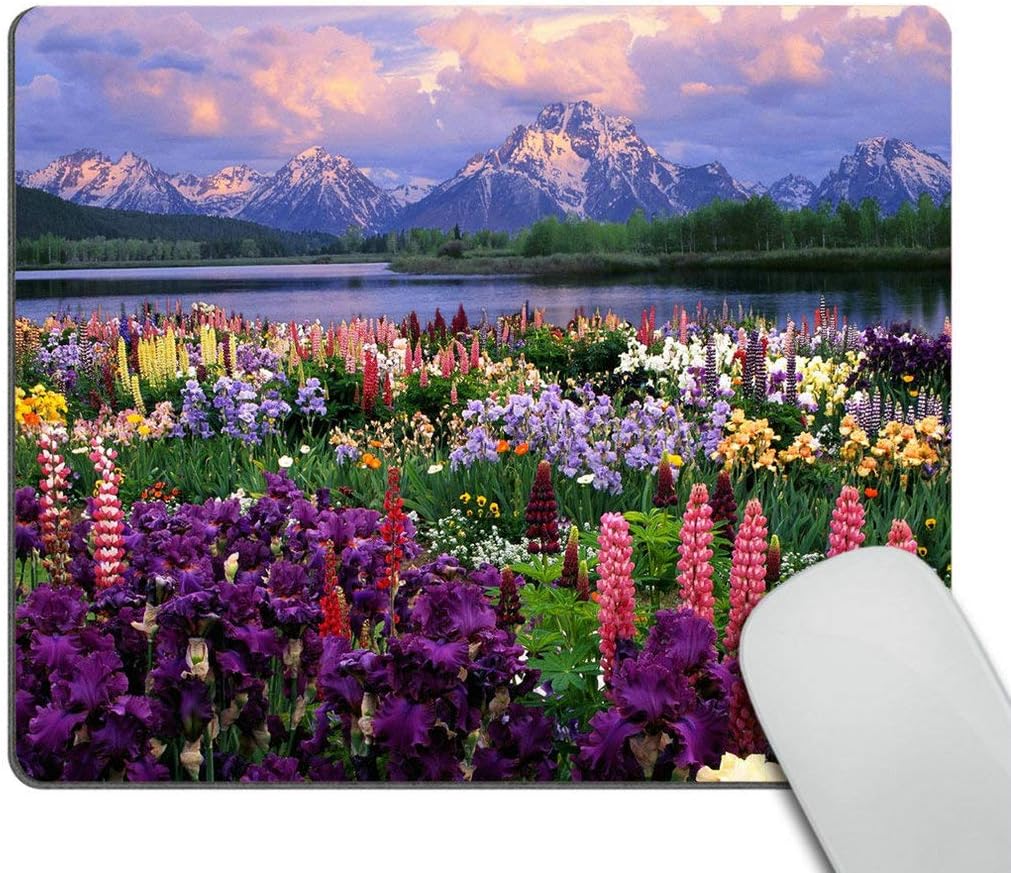 Wasach Beautiful Flowers Mountain Sky Water Mouse Pads Customized