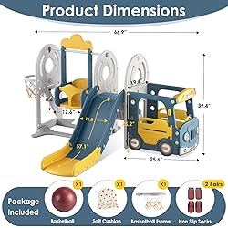 BIERUM 5 in 1 Toddler Slide and Swing Set, Kid