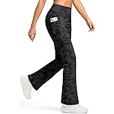 Jarvanv Women's Fleece Lined Pants with Pockets High Waist Thermal Flare Leggings Hiking Yoga Pants for Winter Cold Weather