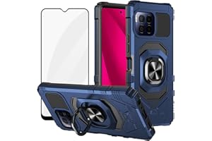 Ailiber for T-Mobile REVVL 7 Pro Magnetic Phone Case, Metro REVVL 7 5G Case with Screen Protector, Ring Kickstand for Car Mount, Heavy Duty Protective Cell Phone Case for REVVL7 5G-Blue