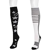 MUK LUKS womens 2 Pair Pack Cotton Compression Knee High Socks