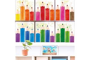 PAIVSUN 9 Sheets Pencils Window Clings, Classroom Decorations for First Day of School, Back to School Window Decals for Glass Windows Classroom Home Bulletin Board Blackboard (Pencils)