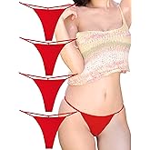 Cotton G String Thongs for Women T Back Gstring Underwear Seamless Panties Tangas Sexy 4 Pack Set