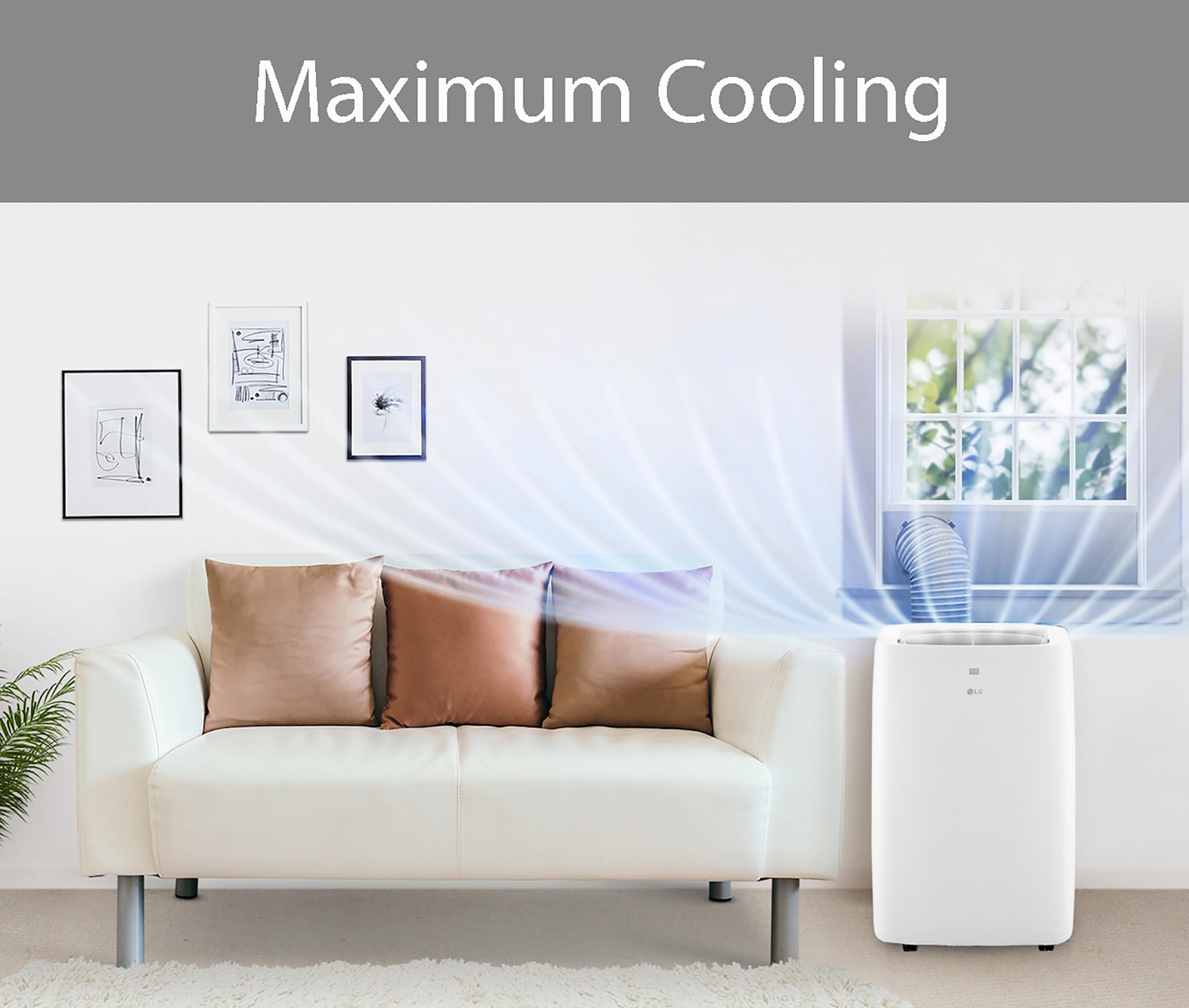 LG 6,000 BTU Portable Air Conditioner, 115V, Cools 250 Sq.Ft. (10' x 25' Room Size), Portable Air Conditioner for Home with Quiet Operation, LCD Remote Control, and Window Installation Kit, White