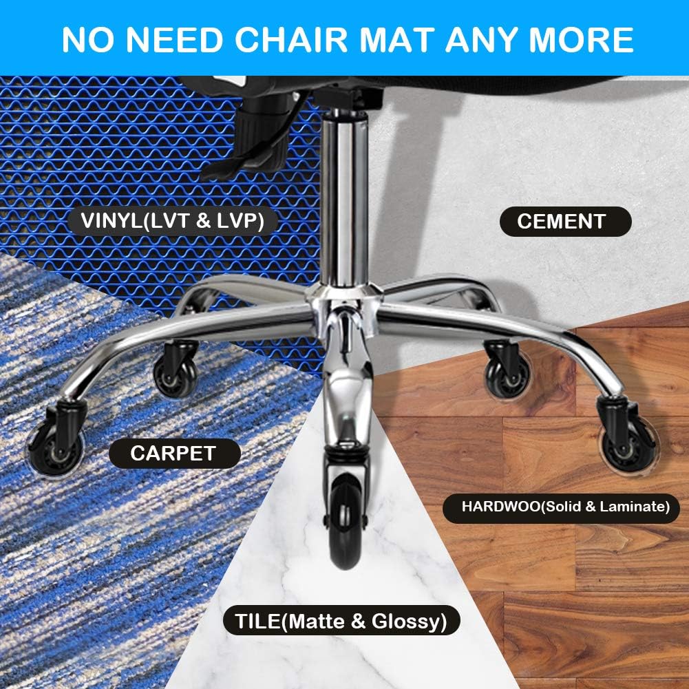 Hirate Office Chair Caster, 3" Durable Computer Desk Chair Replacement Set of 5 Heavy Duty Protection for All Floors, Universal Stem 7/16 inch : Office Products