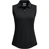 MAGCOMSEN Women Golf Shirts Sleeveless 1/4 Zip Polo UPF 50+ Collar Tank Top | Moisture-wicking, Quick Dry, Sun Protection, Tennis, Soft, 4-way Stretch, Side Split, Princess Lines, Gym, Running, Athletic