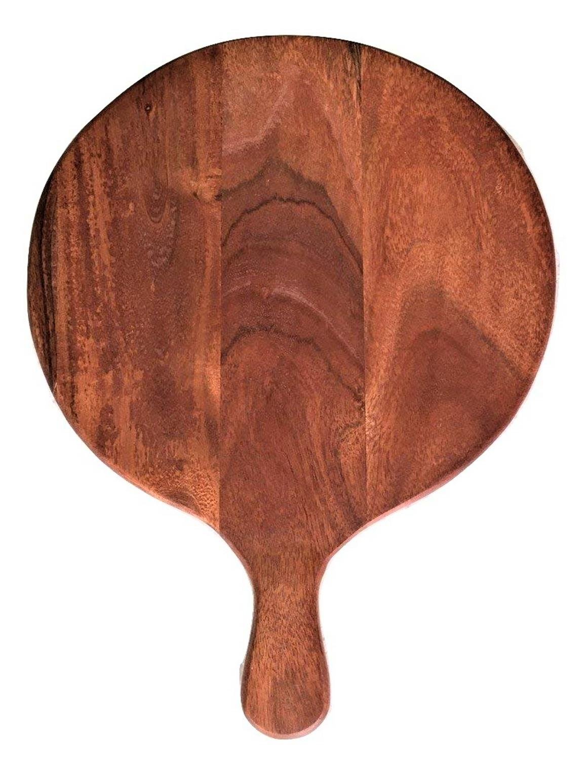 Purpledip Acacia Wood Pizza Platter: Use As Cheese/Nuts/Fruits Serving Tray Or Peel Board (11367)