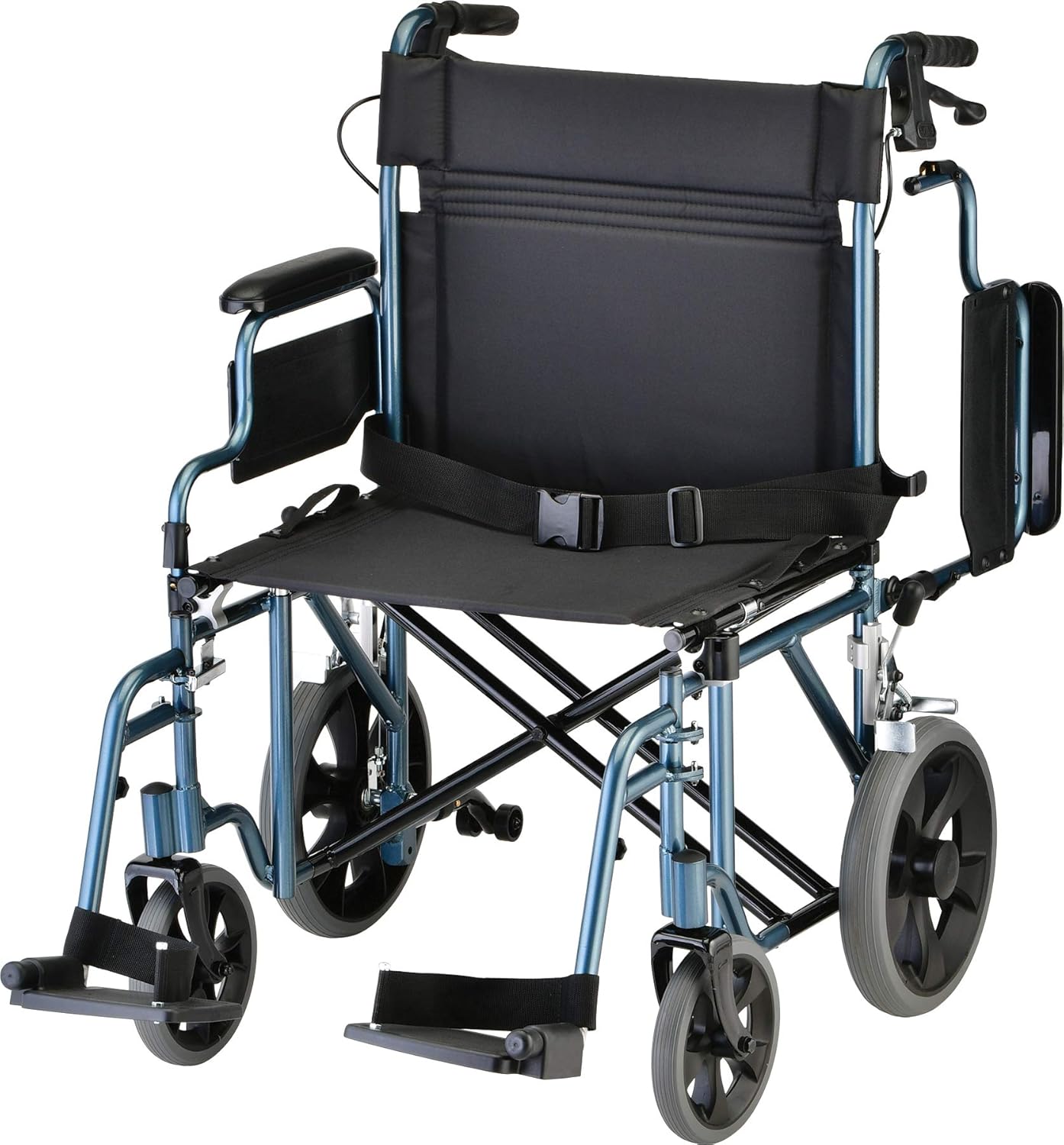 NOVA Bariatric Transport Chair with Locking Hand Brakes, Heavy Duty and Extra Wide Wheelchair with Removable & Flip Up Arms for Easy Transfer, Anti-Tippers Included, 400 lb. Weight Capacity, Blue: Health & Personal Care