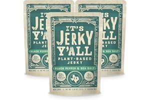 It's Jerky Y'all Vegan Jerky SEA SALT & PEPPER - Beyond Tender and Tasty Vegan Snacks - High Protein, Low Carb, Non-GMO, Gluten-Free, Vegetarian, Whole30 (3-Pack)