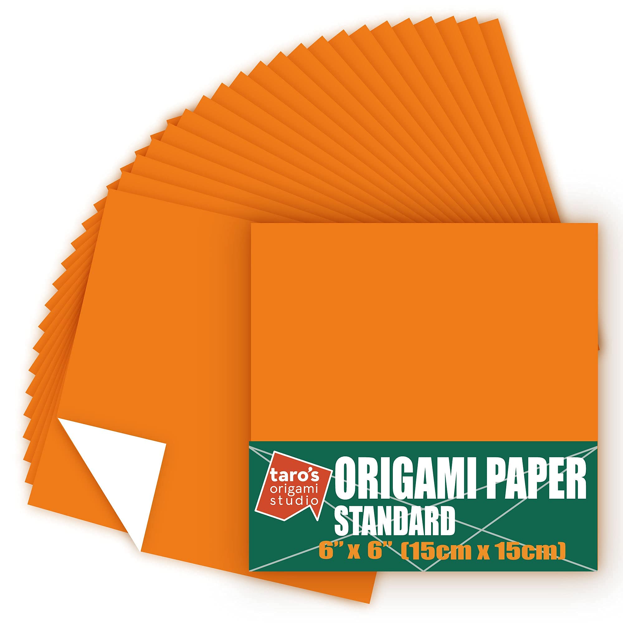 Photo 1 of [Taro's Origami Studio] Standard 6 Inch One Sided Single Color (Orange) 50 Sheets (All Same Color) Square Easy Fold Premium Japanese Paper for Beginner (Made in Japan)