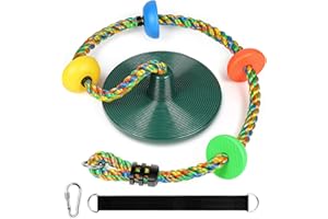 ZNCMRR Rope Swing for Tree Disc Swings Tree Swing for Kids Single Disc Seat and Climbing Rope for Kids Heavy Duty Swing Set for Backyard Playground Accessories Swingset Accessories Outdoor(Green)