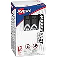 Marks-a-lot Avery Permanent Marker, Regular Chisel Tip, Black (07888), 12 markers