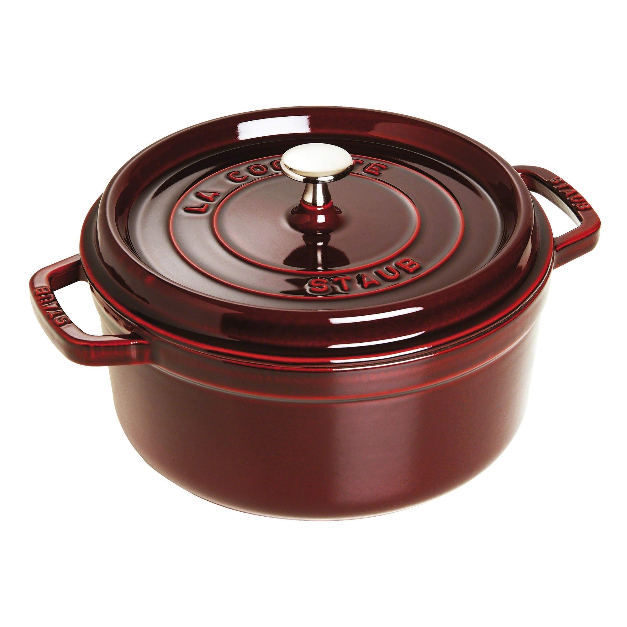 Staub Cast Iron Round Dutch Oven, Made in France, Grenadine, 4-qt, Serves 4-6 people