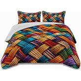 AILONEN 3-Piece Colorful Soft Quilt Set King Size, Gradient Abstract Art Boho Quilted Bedspread Coverlet,All Season Quilt,2 Pillow Shams