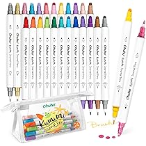 18 Marqueurs à Effet Double Ligne Scintillant Ohuhu - Encre Alcool, Pour Cartes, Lettrage Et Décoration Sur Verre, Bois - 10