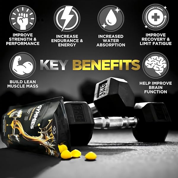 GYMMIES CREATINE MONOHYDRATE GUMMIES – MUSCLE GROWTH, PERFORMANCE, ENDURANCE – 5 GRAM CREATINE PER SERVING – VEGAN, NON-GMO, GLUTEN-FREE, MADE IN USA – 90CT – LEMON FLAVOR