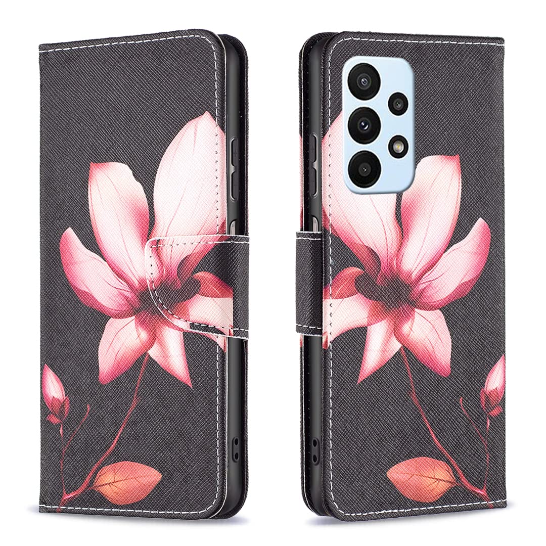 Thoankj A32 Phone Case 5G, Flip Shockproof PU Leather Wallet Cases with Stand Magnetic Card Holder Gel TPU Silicone Bumper Folio Slim Protective Phone Cover for Samsung Galaxy A32 5G Lotus