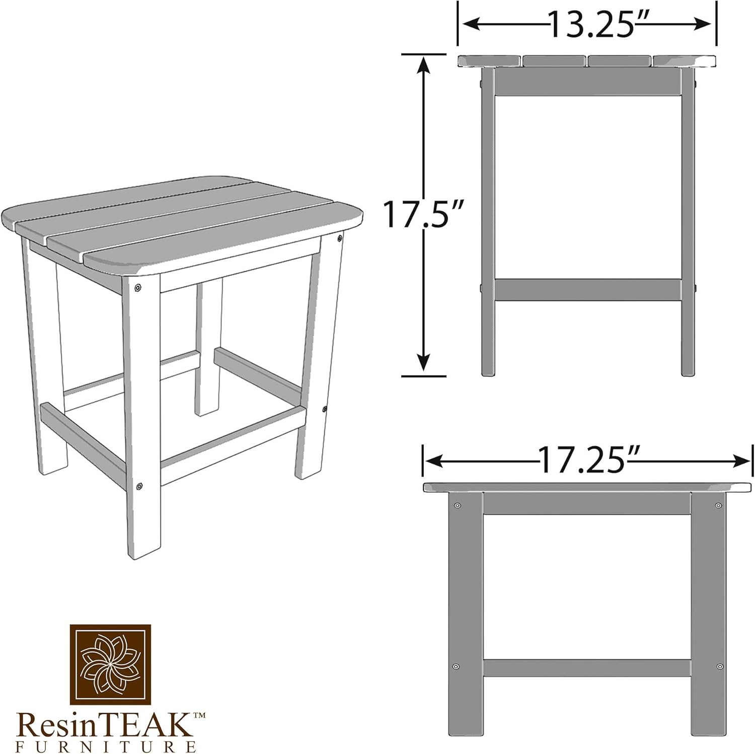 Sandy Grey Weather Resistant Resinteak Outdoor Side Table Made From Special Formulated Hdpe Poly Lumber Plastic Patio Side Table For Small Spaces Outside Patio Lawn Garden Patio Furniture Accessories