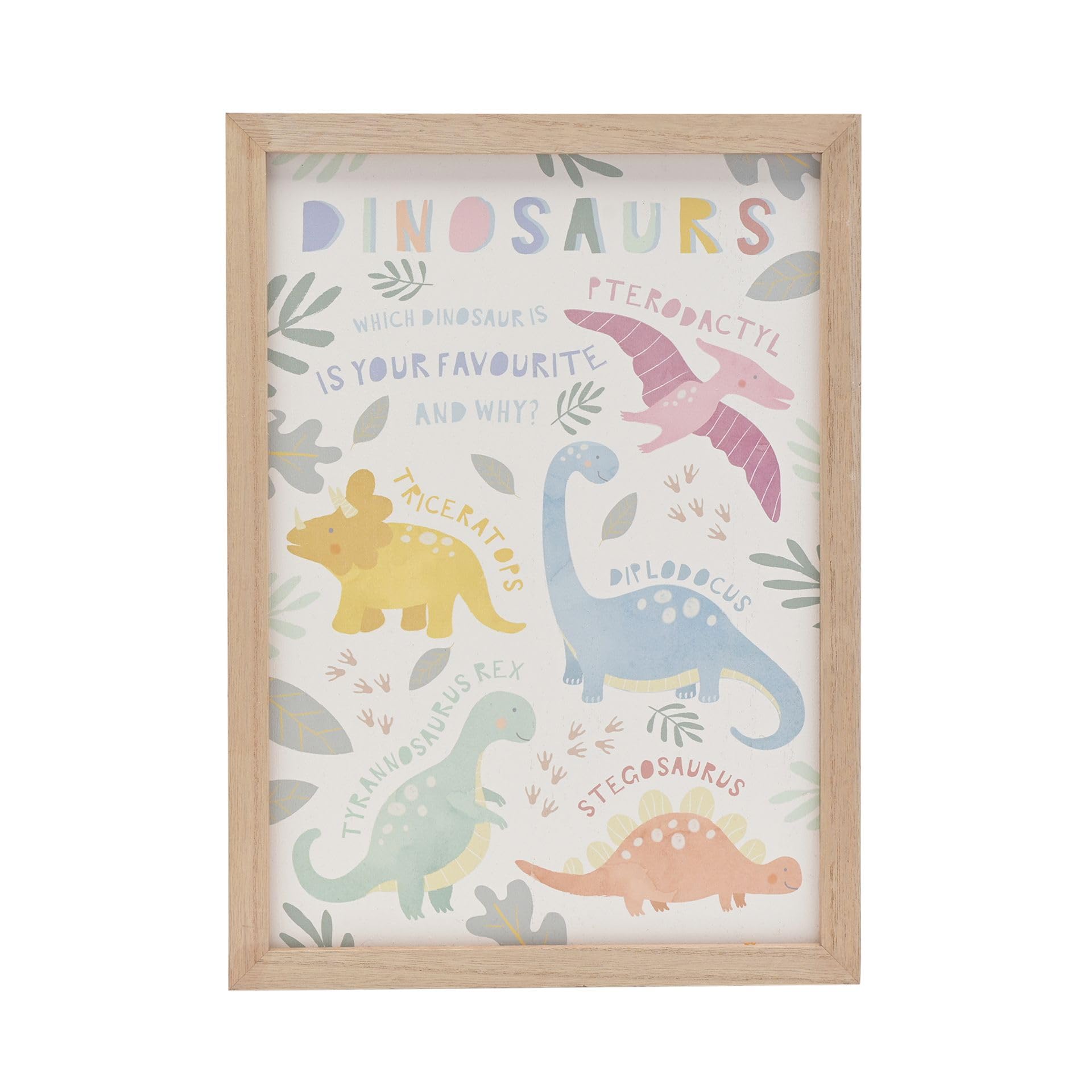 Widdop Petit Cheri Dinosaur Names Plaque MDF Frame - 28cm x 16cm - New Born Baby Shower Present - Nursey Décor Children's Dinosaur Room Decoration Kids Bedroom