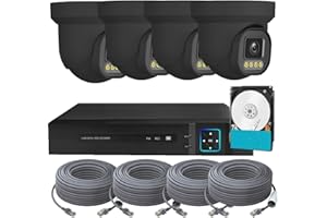5IKTERY 4K NVR PoE Security Camera System Wired, 4pcs Cameras Outdoor Indoor with Person/Pet/Vehicle Detection, for 24-7 Recording, RLK8-520D4-5MP（500GB HDD Inside）