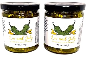 LIV AND JULZ LLC Liv and Julz, Candied Jalapeños 9 Fl Oz Twin Pack Cowboy Candy - Sweet Heat - Candy Jalapeños