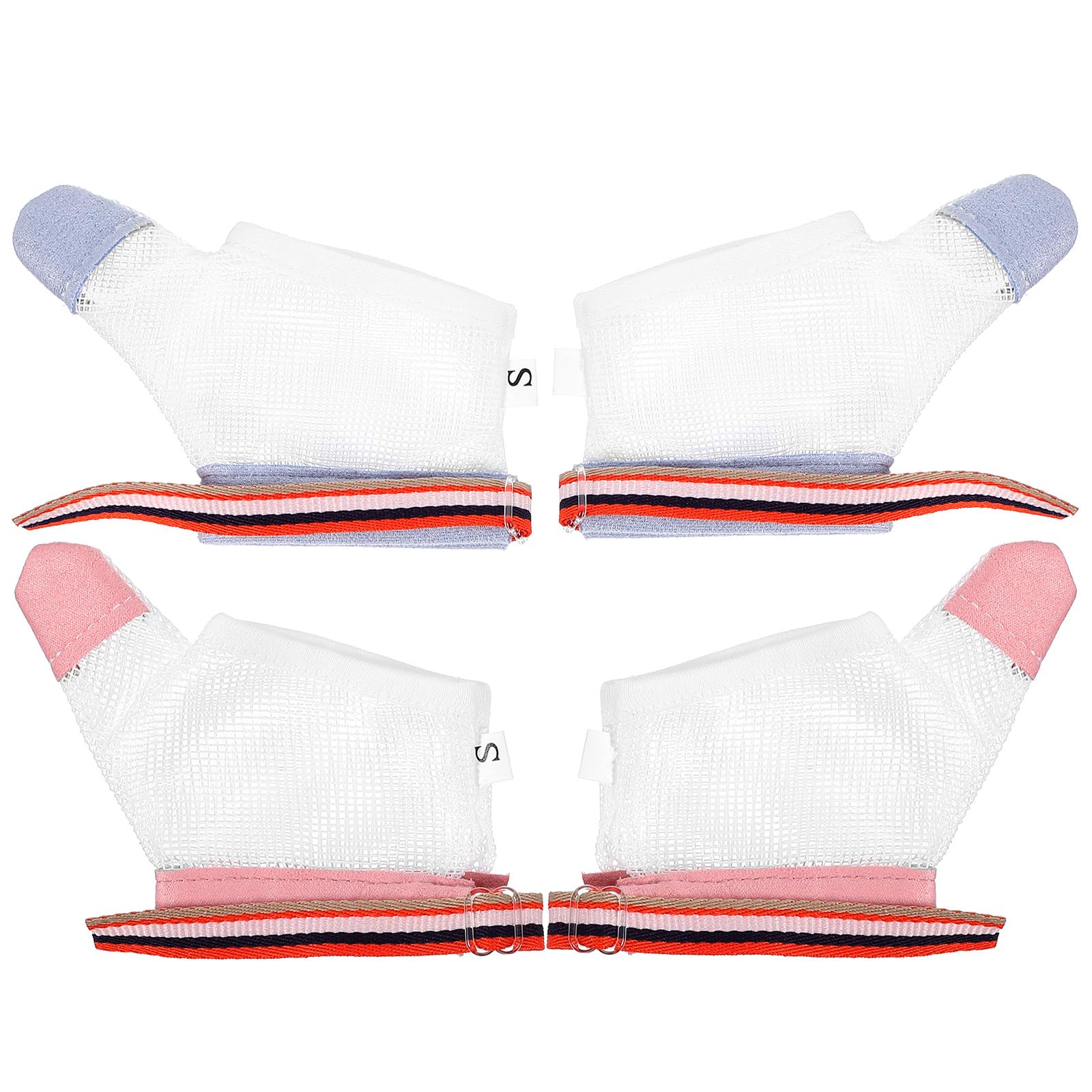 Cabilock Adjustable Baby Thumb Sucking Stop Gloves with Breathable Mesh Infant Finger Sucking Prevention Covers Soft Hand Cloth Protectors 2 Pairs