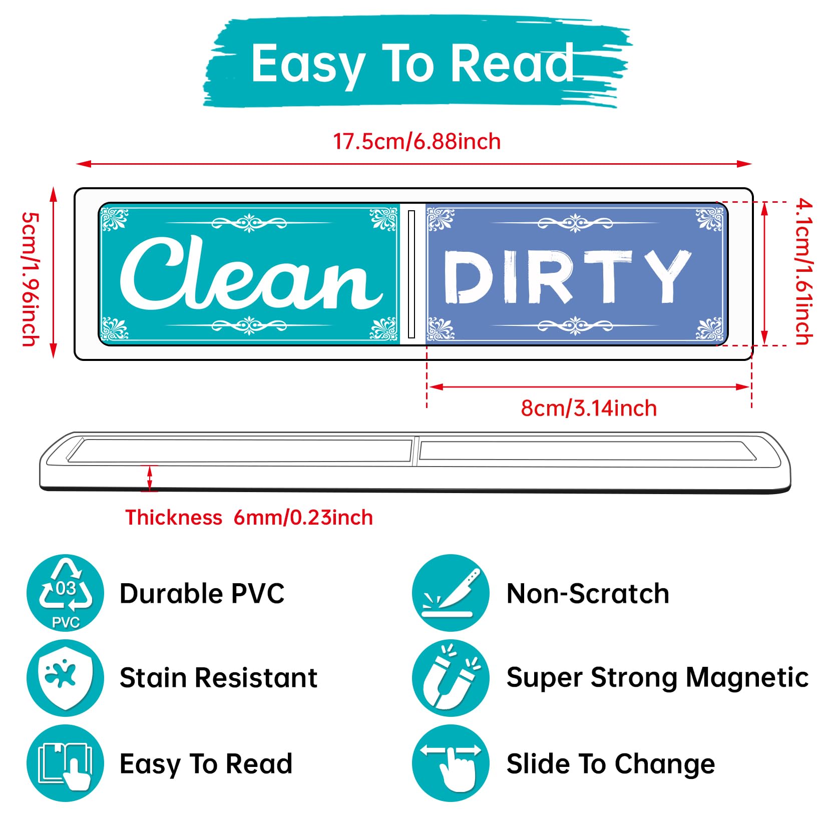 Dishwasher Magnet Clean Dirty Sign, Green & Blue Clean Dirty Magnet For Dishwasher, Refrigerator, Kitchen Signs,Kitchen Decor And Accessories