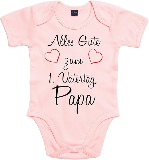 Mister Merchandise Baby Body Alles gute zum ersten Vatertag, Papa Strampler liebevoll bedruckt Glückwunsch Rosa, 3-6