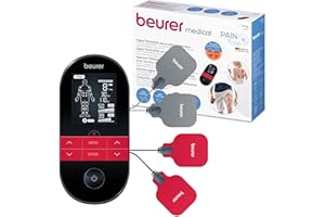 Beurer EM59 Digital 3-in-1 TENS Unit, EMS & Heat Therapy for Pain Relief & Relaxation, Muscle Stimulator with 2 Adjustable Channels, 64 Applications, Timer Function