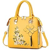 liuzhijiao Women Embroidered Satchel Top Handle Purses and Handbag Lightweight Totes Crossbody Shoulderbag for Lady