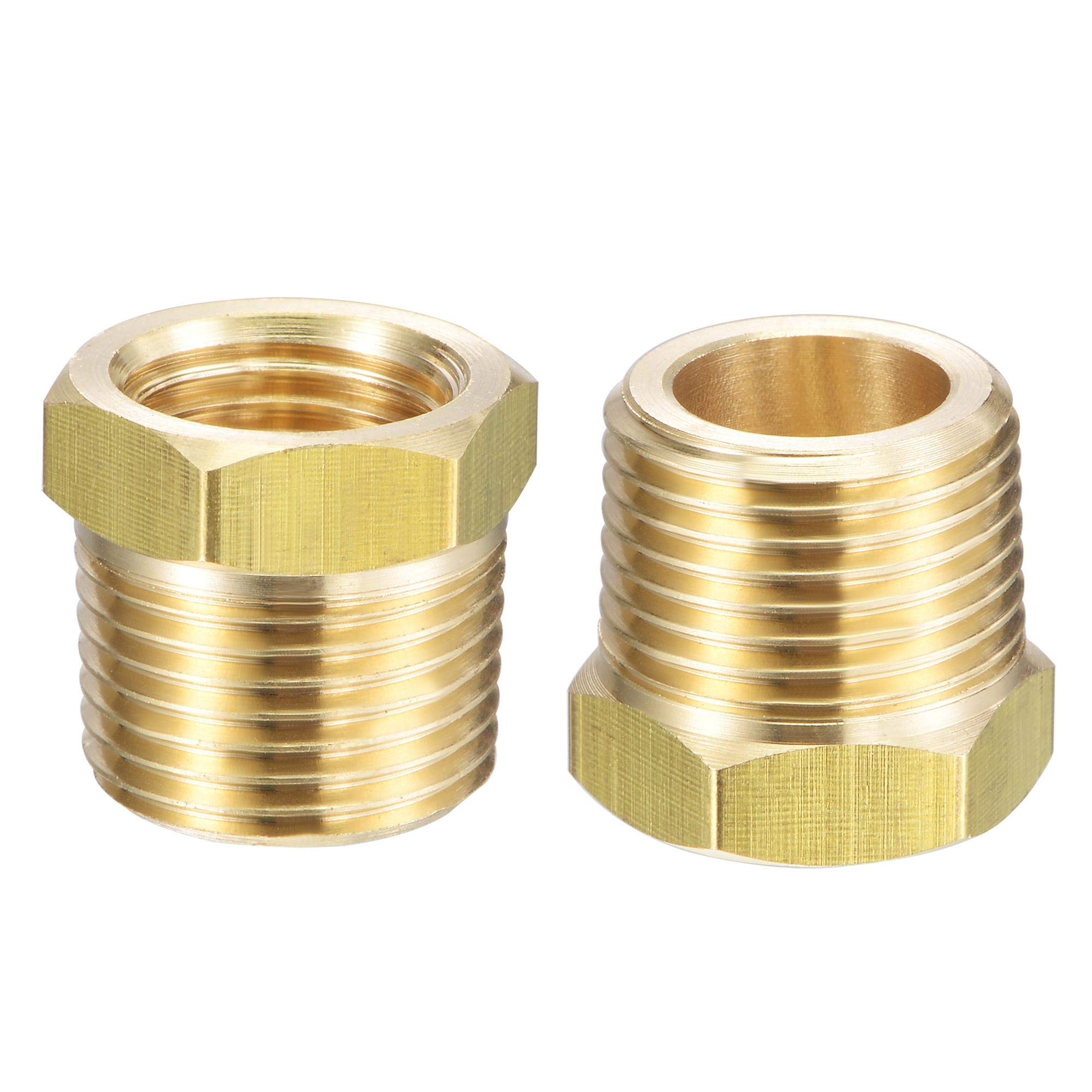 sourcing map Brass Pipe Fitting Reducer Adapter 3/8" BSPT Male x 1/4" NPT Female for Water Oil Air Pressure Gauge Temp Sensor, 2pcs