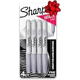 Sharpie Metallic Permanent Markers, Fine Point, Silver, 4 Count - For Black Paper or Dark Surfaces, Arts &amp; Crafts, Posters