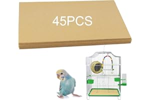 KCGANI 45 Pcs Bird cage Liner Paper, 11 x 17 inch Gravel Liner Paper for Bird Cage, Parrot Cage Sandpapers Cushion Pad Birdcage Liner Bedding Calcium Paper Special for Bird Cage in Sea Sand