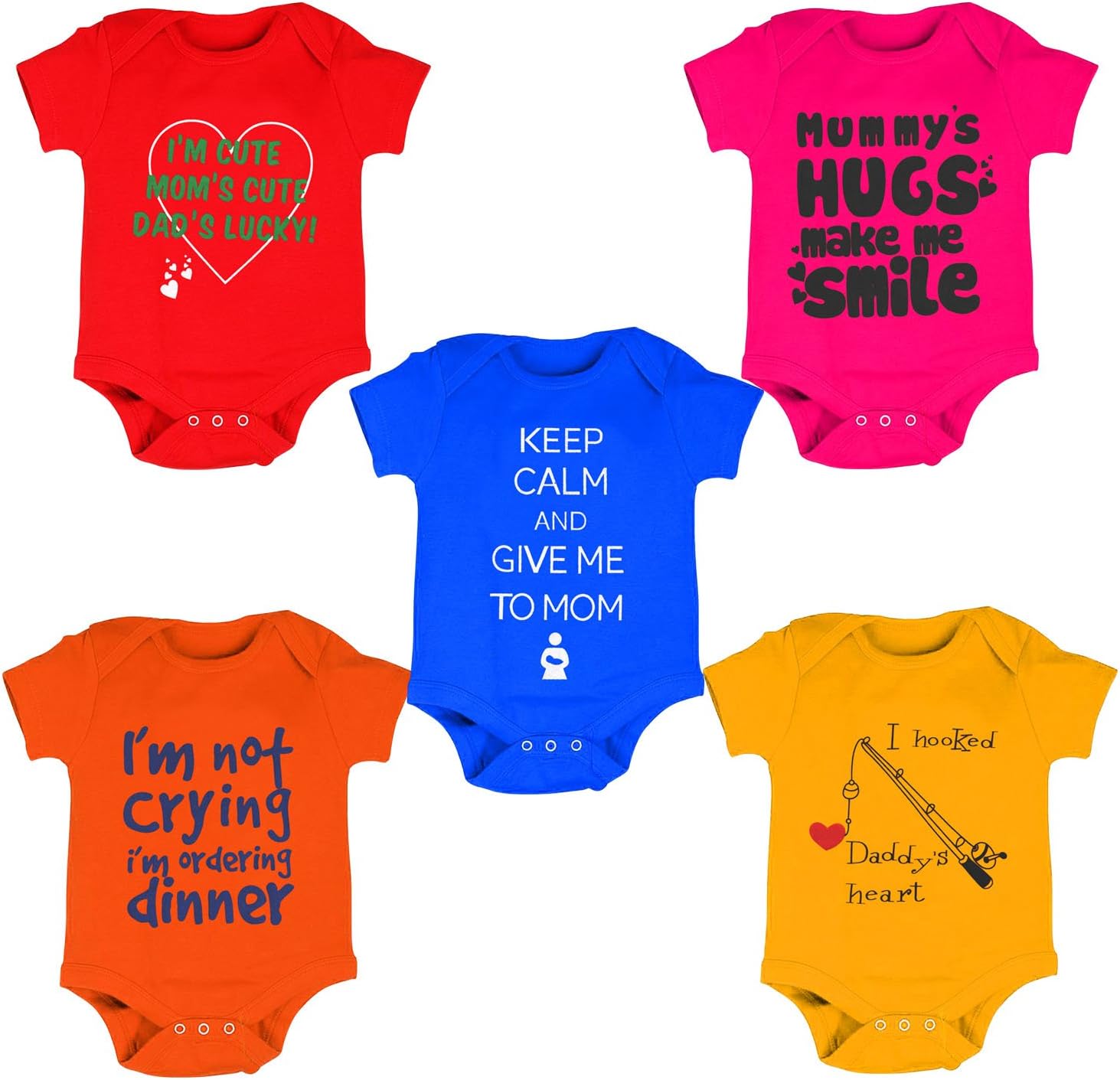 Kiddeo Baby Boy's and Baby Girl's Cotton Bodysuits Pack of 5