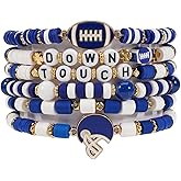 Lonext Game Day Football Charm Bracelet Stackable Sports Jewelry for Moms & Dads - Perfect for Football Fans