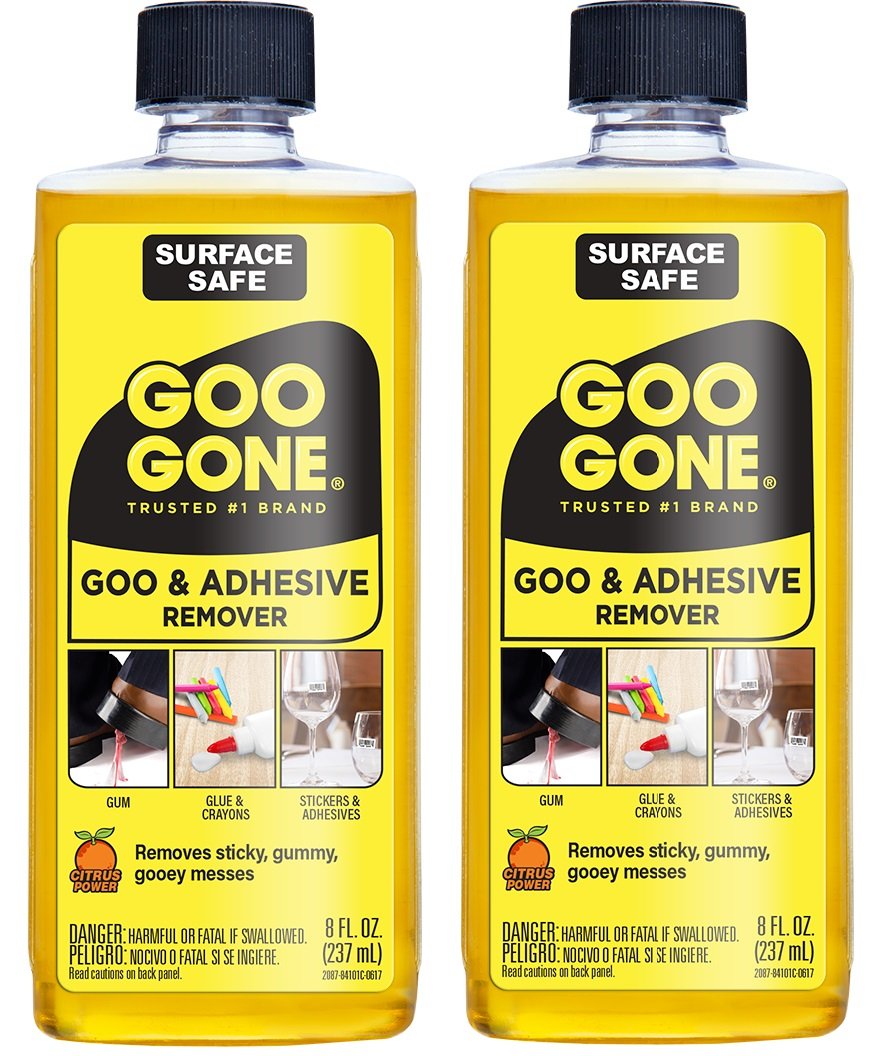 Photo 1 of Goo Gone Adhesive Remover - 2 Pack - 8 Ounce - Surface Safe Adhesive Remover Safely Removes Stickers Labels Decals Residue Tape Chewing Gum Grease Tar Crayon Glue