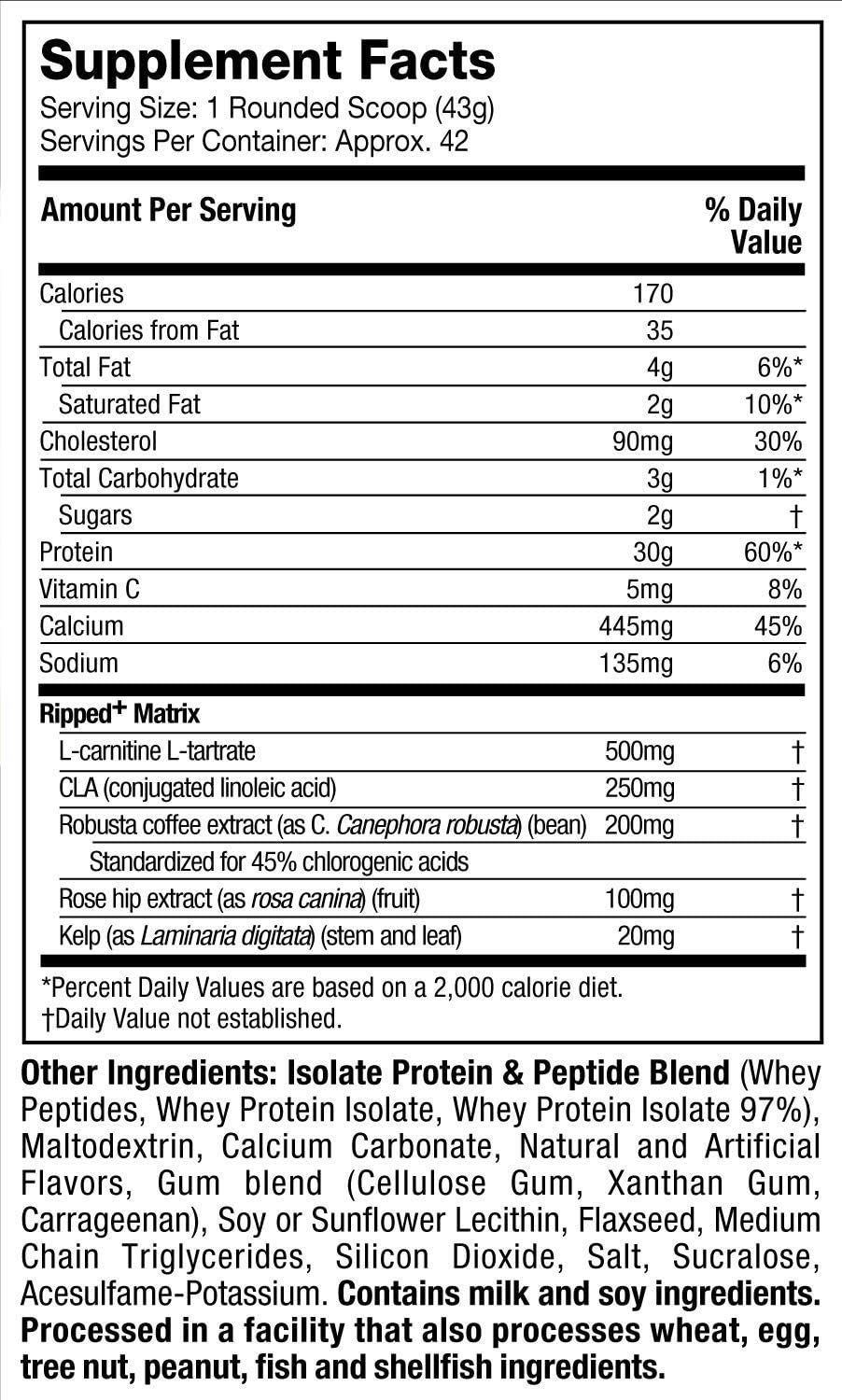 Protein Powder for Weight Loss | MuscleTech Nitro-Tech Ripped | Lean Whey Protein Powder + Weight Loss Formula | Lose Weight | Weight Loss Protein Powder for Women & Men | Vanilla, 4 lbs (42 Servings): Health & Personal Care
