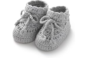 Hadetoto Baby Booties Hand Crochet Knit Cotton Bootie Soft Cozy Warm Socks Shoes Newborn First Walkers for Infant Boy Girl