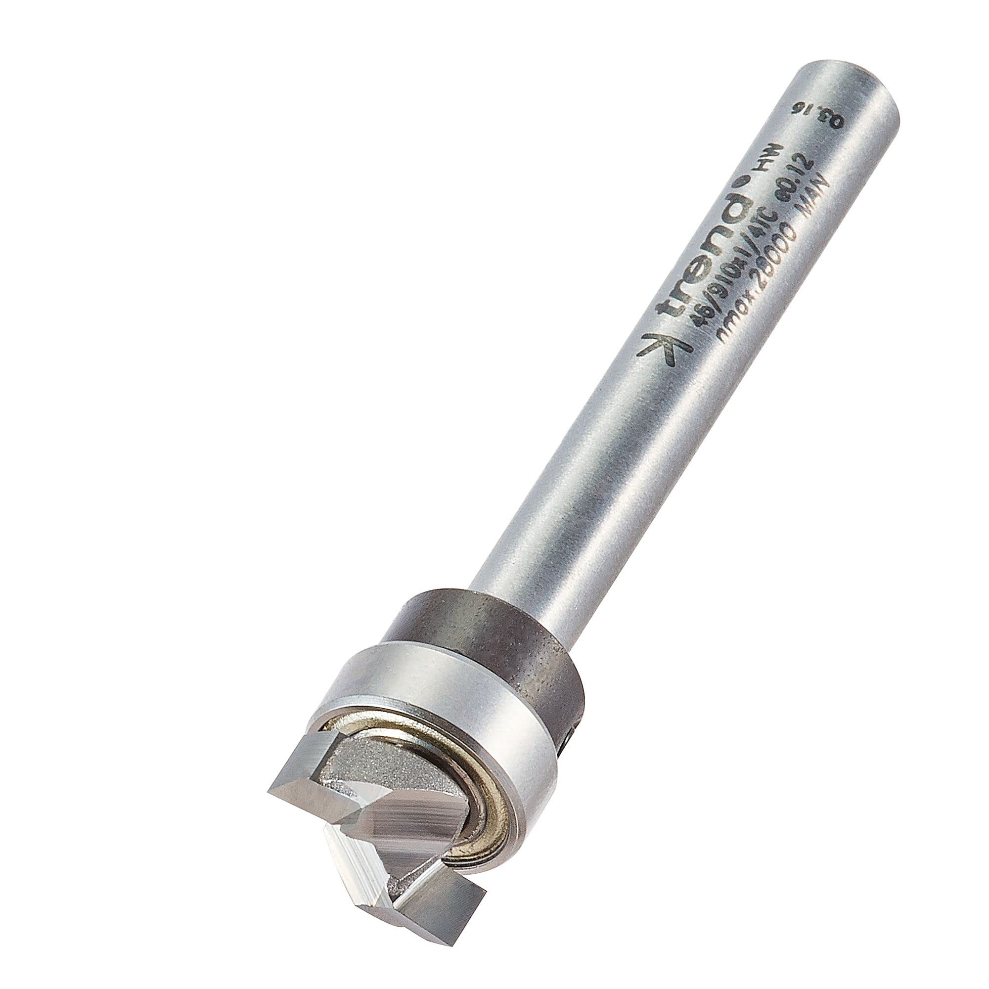 Trend Professional Guided Profiler, 12.7mm Diameter x 4mm Cut, 1/4 Inch Shank, 1/2 Inch Bearing, Tungsten Carbide Tipped, 46/910X1/4TC