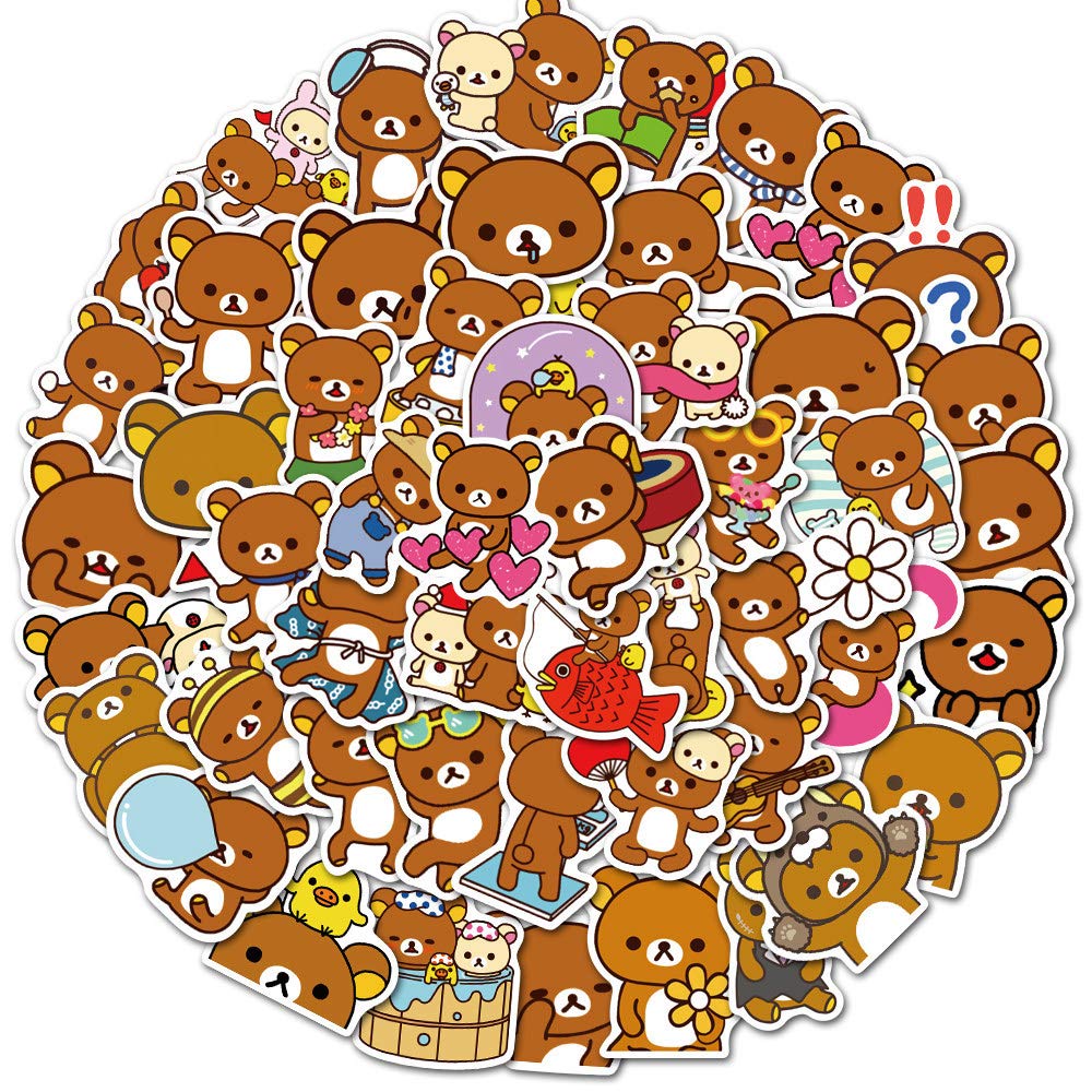 50Pcs Cute Little Bea Stickers for Water Bottles Tumbler Luggage Skateboard Bumper Scrapbook Mug, Sticker Gift for Kids Teens Adults
