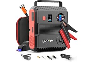 BRPOM Car Jump Starter with Air Compressor, 150PSI 8000A Peak 24000mah (Up to All Gas or 8.0L Diesel Engine, 50 Times) Portable Jump Starter 12V Auto Battery Jump Pack QC 3.0 with 160W DC Out