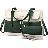 LOVEVOOK Laptop Tote for Women - 15.6 Inch Professional Leather Computer Briefcase with Waterproof Handbag Shoulder Bag Large Capacity Business Teacher Office Crossbody Purse