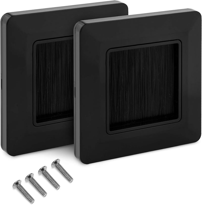 kwmobile 2X Brush Wall Plate European Single Gang Black Mount Cover Outlet